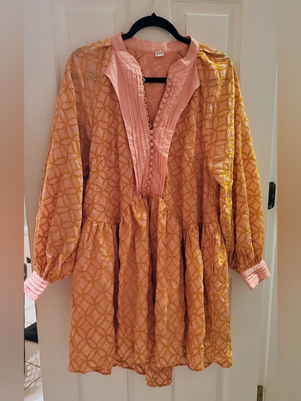 Peach and Gold Embroidered Dress